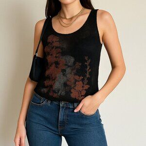 Vintage Barbara Who? Floral Knit Tank Top